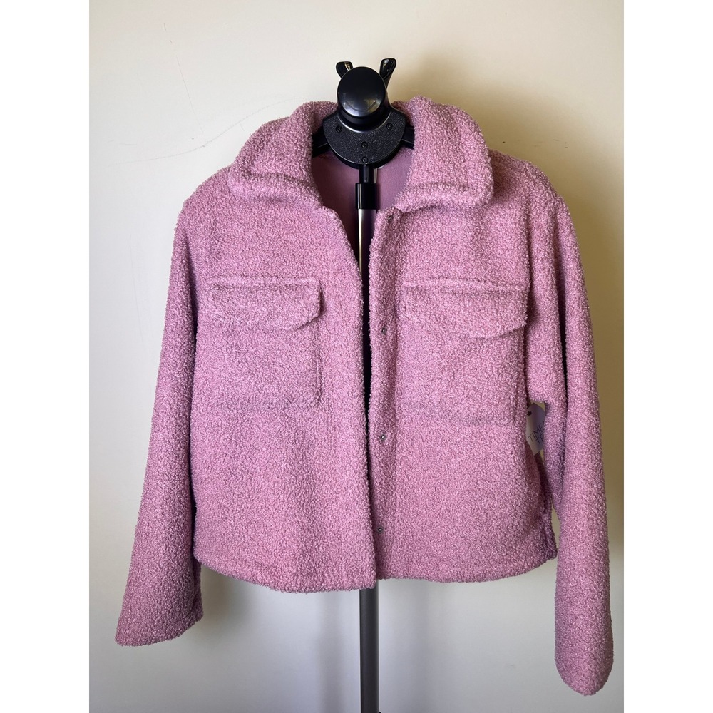 Fleece Jacket Women Medium 8-10 NWT Boucle Sherpa Cottagecore Fall Coquette Boho